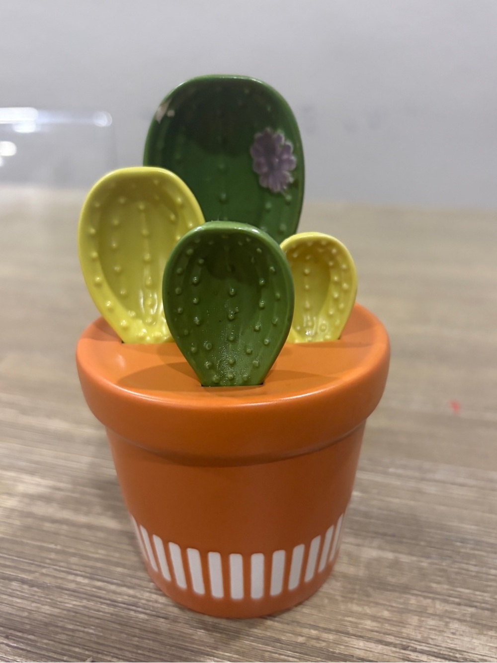 Decorative Ceramic Cactus measuring spoons - Green and Yellow